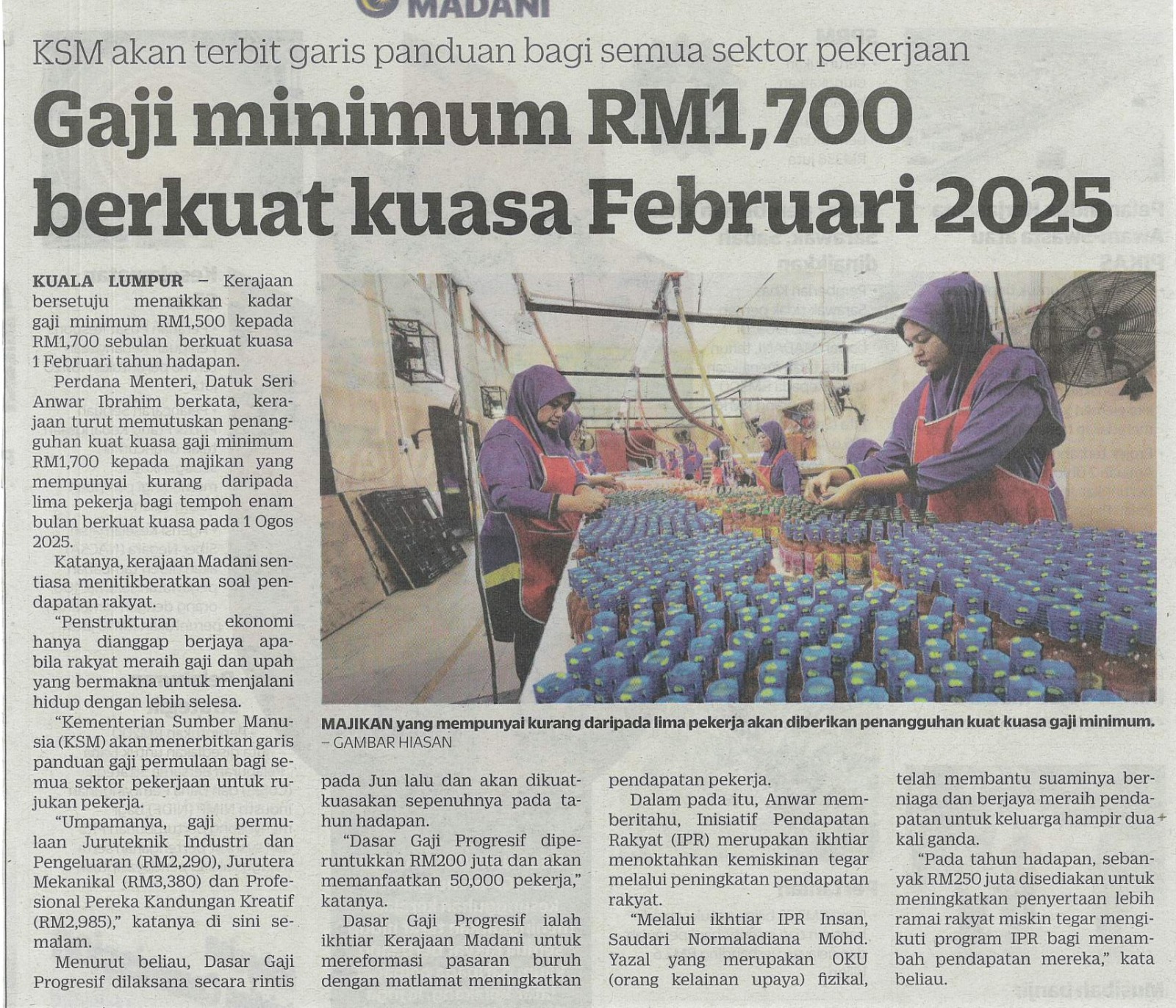 Gaji Minimum Malaysia